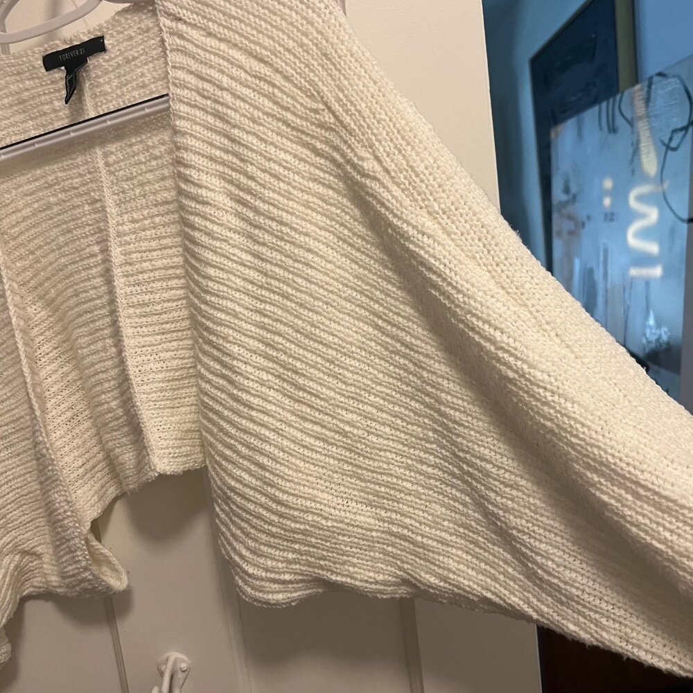 Forever 21 cropped sweater shrug off white size small - Picture 6 of 6